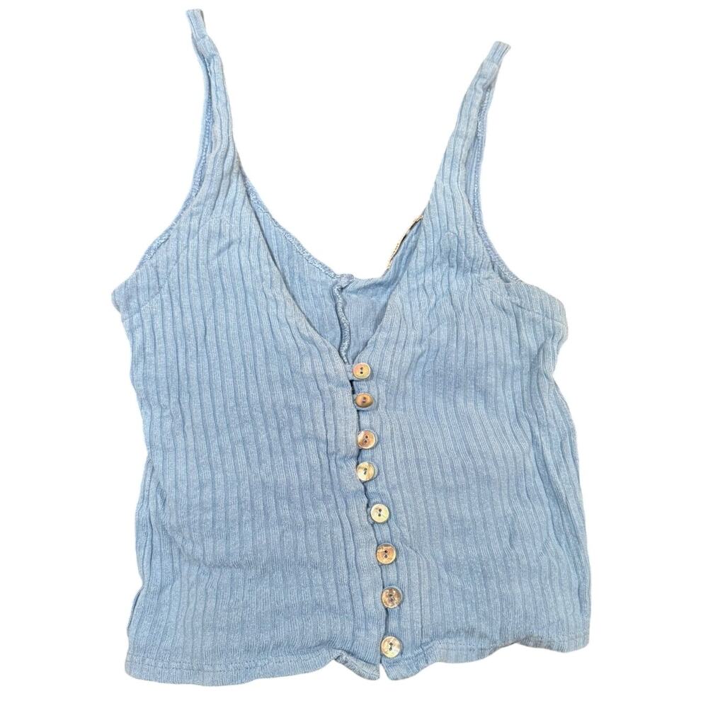Reformation Hampton Blue Button Front Tank Top - XS fits S too